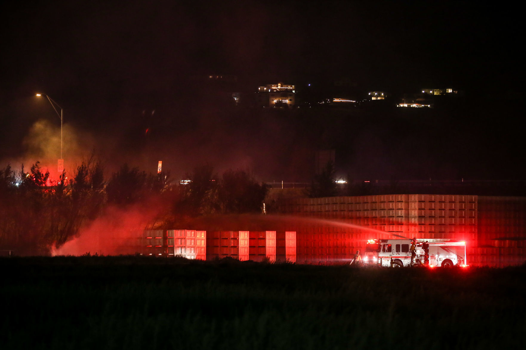 Brush fire along U.S. Highway 12